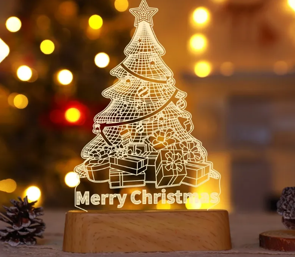 Christmas Decoration 3D Lamp Acrylic LED Night Lights New Year Valentines Day Christmas Kids Gift Christmas Ornaments
