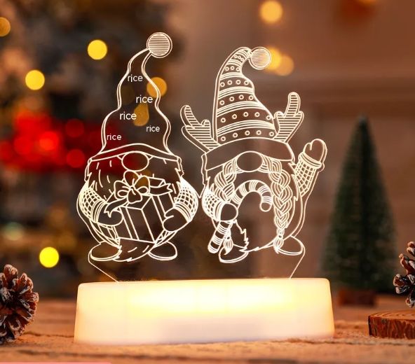 Christmas Decoration 3D Lamp Acrylic LED Night Lights New Year Valentines Day Christmas Kids Gift Christmas Ornaments
