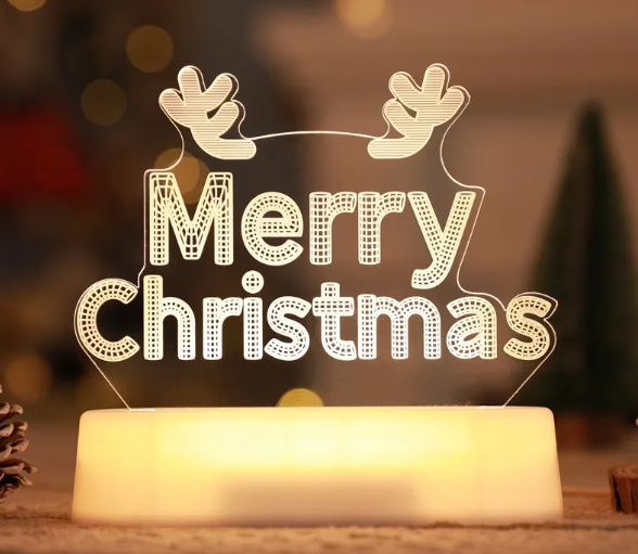 Christmas Decoration 3D Lamp Acrylic LED Night Lights New Year Valentines Day Christmas Kids Gift Christmas Ornaments
